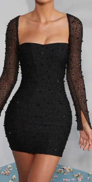 Oh Polly Long Sleeve Embellished Corset Mini Dress thumbnail 2