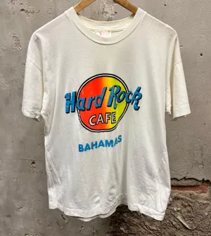 Vintage 80s Bahamas White Short Sleeve Neon Logo Graphic Tee XL thumbnail 1