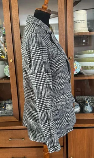 BOOHOO HOUNDSTOOTH CHECK WOOL LOOK BLAZER COAT thumbnail 7