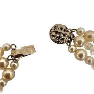 Faux pearl crystal multi strand bracelet thumbnail 4