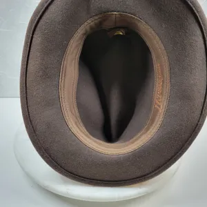 Indiana Jones Brand Wool Hat Mens Small Brown Stylish Bow Ribbon Band 12" Fedora thumbnail 3