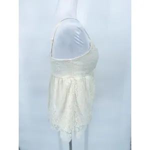 Babydoll Lace Ivory Tank Top‎ Y2K Size Medium Coquette Romantic Boho Festival thumbnail 5
