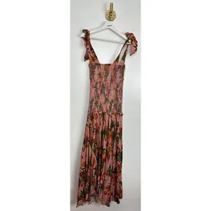 FARM RIO Mango Trees Smocked Bodice Midi Dress in Mango Trees Pink Size Small thumbnail 11