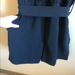 H&M Dark Blue Romper with Tie Belt thumbnail 4