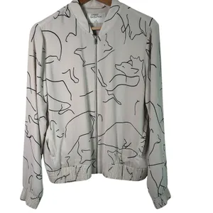 Aritzia Babaton Gilroy Bomber Jacket Sz M Fox Print Abstract Zip Up thumbnail 2