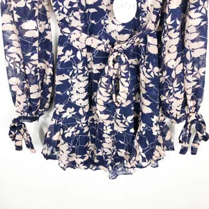 NWT Petal & Pup Navy Floral Mini Dress Size Small Long Sleeve Aline Ruffle thumbnail 9