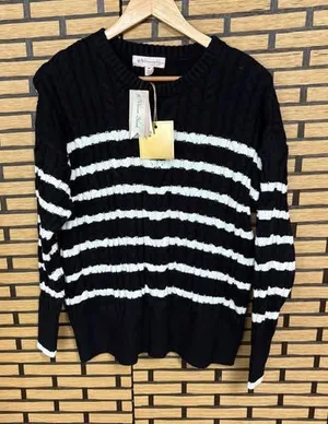 Philosophy Black And White Stripe Cable Knit Sweater Size Small thumbnail 1