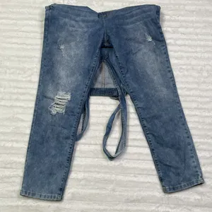 Forever 21 Overalls Size 26 or‎ Small Medium Wash Distressed Denim thumbnail 5