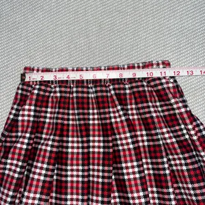 Jolie And Joy Red Black Plaid Pleated School Girl Mini Skater Skirt Sz S NWOT thumbnail 3