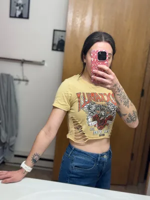 Cropped graphic tee shirt Yellow Size L thumbnail 2