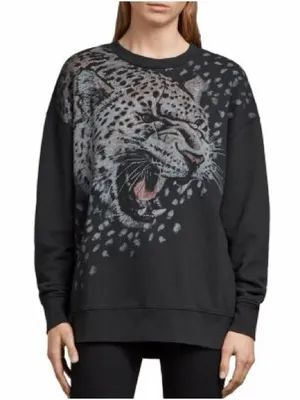 All Saints Sabre Joy Black Crewneck Graphic Sweatshirt Size Small thumbnail 1
