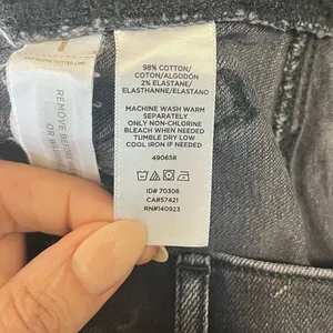 Lou & Grey Black Gray Wash High Waist Straight Cropped Undone Hem Jeans sz. 26 thumbnail 7