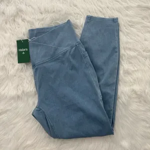 Halara Flex Crossover Pocket Denim Skinny Jeans Leggings Blue Denim Large 7/8 thumbnail 2