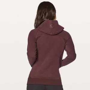 Lululemon zip up Scuba Classic Cotton Fleece Heathered Bordeaux Drama size‎ 4 thumbnail 2