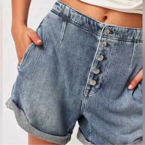 Free People Osaka Denim Shorts Size 27 Medium Wash Relaxed Fit Baggy High Rise thumbnail 2