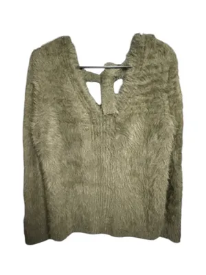 Women's Banana Republic Fuzzy Sweater Size M Green Crew Neck thumbnail 1
