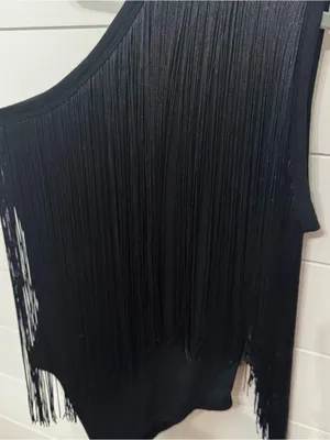 the Verdusa Women's Western Fringe Trim Sleeveless Bodycon Halter Bodysuit Top. thumbnail 2