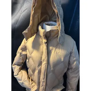 Lands End Tan‎ Quilted Puffer Jacket with Detachable Hood Petite Large 14-16 thumbnail 4