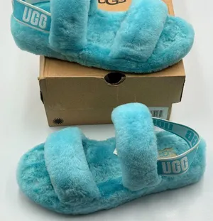 UGG Oh Yeah Slide Size 7 Slipper Shoe Teal Sky Blue thumbnail 1