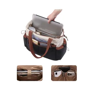 Lovevook Pufflet Two Tone Tote Shoulder Bag Color Block Travel Laptop Luggage thumbnail 7