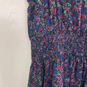 Lulus Evalina Navy Blue Floral Print Mock Neck Sleeveless Ruffle Midi Dress thumbnail 8