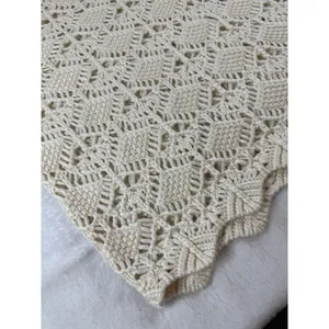 Willow & Root Diamond Pointelle Cardigan Sweater Cream Sz M Cottagecore Boho Top thumbnail 13