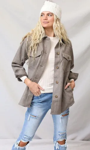 Love Tree Gray Oversized Side Pockets Jacket thumbnail 1