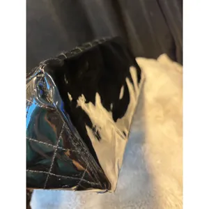 Michel Germain Black Patent Quilted Tote Bag Silver Logo Plaque Magnetic Snap thumbnail 13