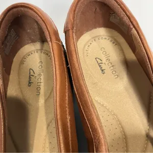 Clarks brown leather loafers slip‎ on loafers business casual comfort women’s 7 thumbnail 3