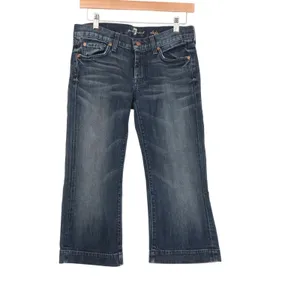 7‎ For All Mankind Dojo Crop Jeans Womens 27 Blue Denim Cotton Stretch Straight thumbnail 2