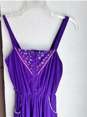 Vintage 70s purple prairie dress Gunne Sax style XS thumbnail 6