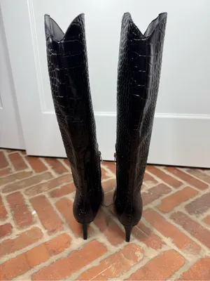 MARC FISHER Quinnie 2 Boots Size 7.5 Tall Low Stiletto Pointed Toe fun sexy thumbnail 4