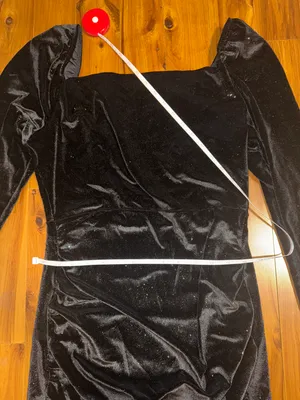 Black Sparkly Velvet Mini Dress With Sleeves thumbnail 7