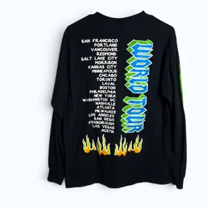 Billie Eilish 2019 World Tour Long Sleeve Shirt Mens M Black Flame Car Merch thumbnail 2