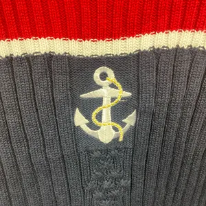 Vintage Knit Pullover Sweater Anchor Nautical Mock Neck Fisherman Embroidered M thumbnail 2