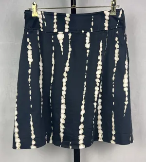 Ann Taylor Skirt Women 6 Navy Cream Abstract Print A-Line Pockets Career Work thumbnail 1