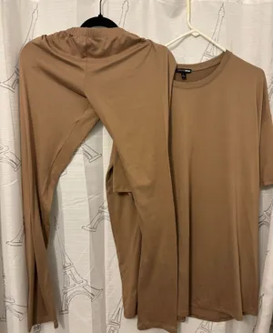 Stretch 2 pc Nude suit Brown Size L thumbnail 1