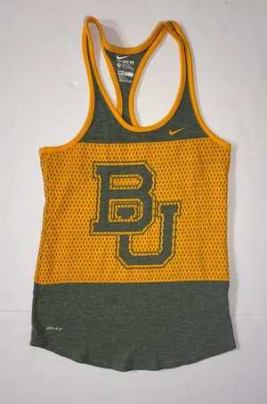 Nike Baylor Bears Dri-FIT Racerback Tank Women’s Small Green Gold NCAA thumbnail 1