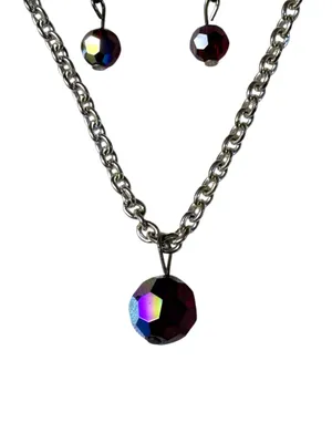 Swarovski Crystale by L&J Aurora Borealis 925 Plated Jewelry Set NEW Deadstock thumbnail 2