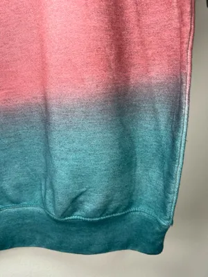 Ombre Cutout Sweatshirt Yellow Pink Blue Wide Neck Slouchy 80s Streetwear Large thumbnail 8