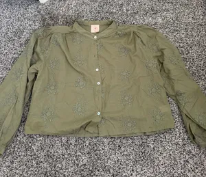 Embroidered Button Down Green Size L thumbnail 1