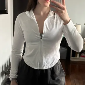Cropped Workout Zip Up Jacket White Size M thumbnail 1