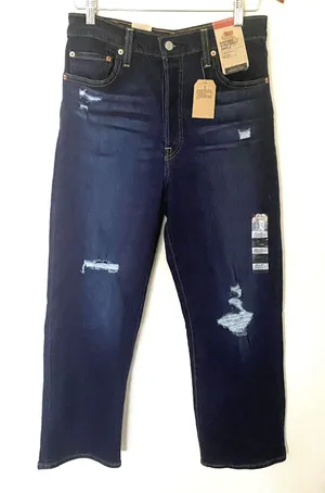 Levis Ribcage Straight Ankle Jean High Rise Slim Hip Denim Sculpting Sz 29 x 27 thumbnail 1