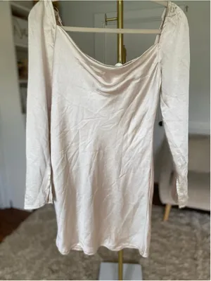 Princess Polly Champagne‎ Mini Dress Satin Cowl Neck Quiet Luxury Party NWT US 4 thumbnail 2