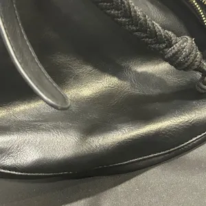 Anthropologie Black Faux Leather Hobo Bag with Metallic Hardware thumbnail 10