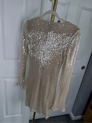 Wild Fable Champagne Sequin Mini Dress XS NWT Long Sleeve Party Holiday Glam thumbnail 9