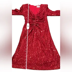 RTR One33 Social Red Sequin Drape Long‎ Sleeve Sheath Mini Dress Sz 4 thumbnail 15