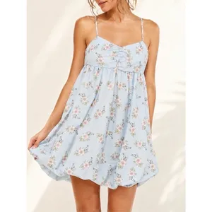 Free People‎ Blue Floral Babydoll Mini Dress Size S Homecoming HOCO thumbnail 4