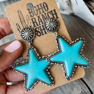 Gorgeous Faux Turquoise and Silver Earrings thumbnail 1