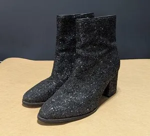 Corkys Razzle Dazzle Black Glitter Ankle Booties Heeled Boots Womens 8 Hey Girl thumbnail 1